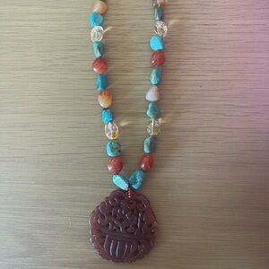 Ross-Simons Gemstone Necklace with Carved Pendant
